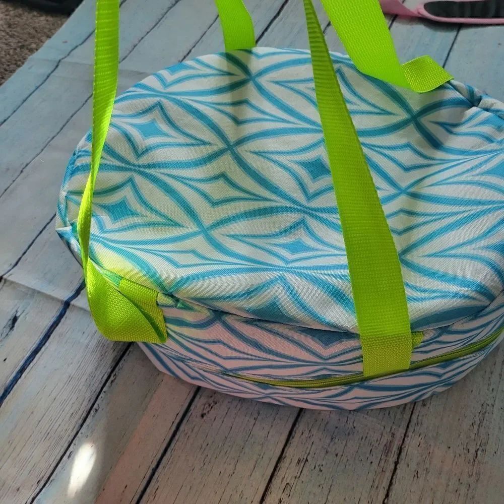 Blue and Green Diamond  Crock Pot or Dessert Carrier